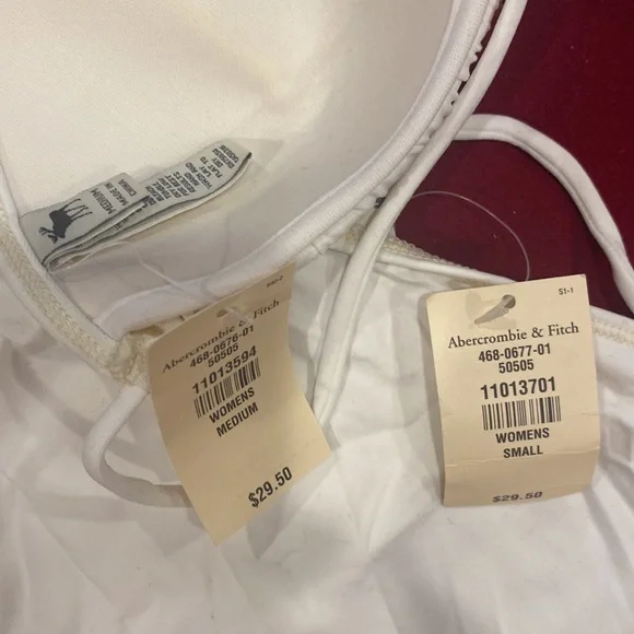 New with tags Abercrombie & Fitch white bikini M Top S bottom swimsuit - Picture 7 of 8